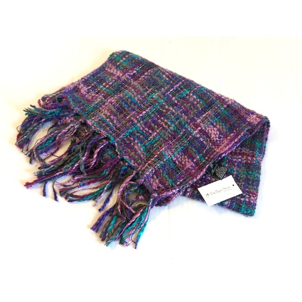 NWT Amanda Blu Women's Chunky Knit Scarf Pink Purple Boho Hippie Festival Artsy